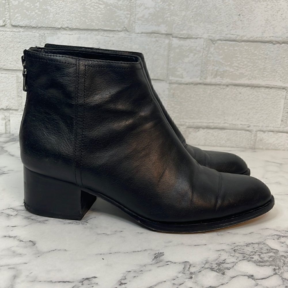 Rag & Bone Black Zip Back Leather Ankle Boots Booties 36 6
